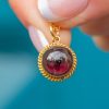 Antique 15ct Gold Garnet Cabochon Charm, 2.34ct